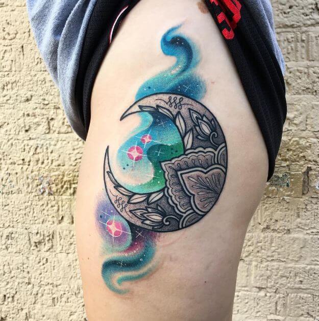 Traditional Moon Tattoo