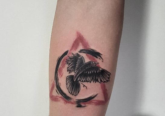 Trangle With Crow Tattoos