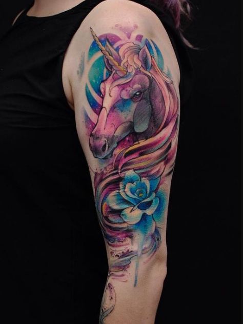 Unicorn Half Sleeve Tattoos For Ladies