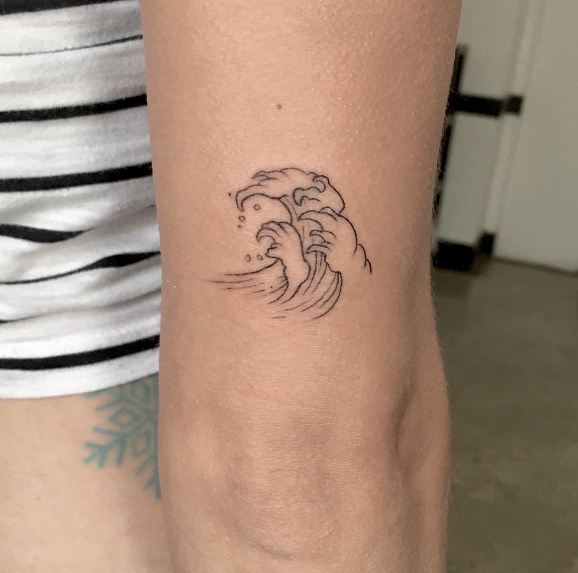 Wave Tattoos For Girl On Elbow