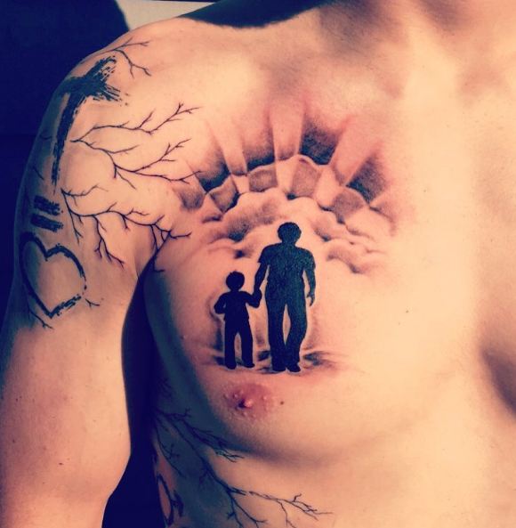 Amazing Father Son Tattoos On Chest