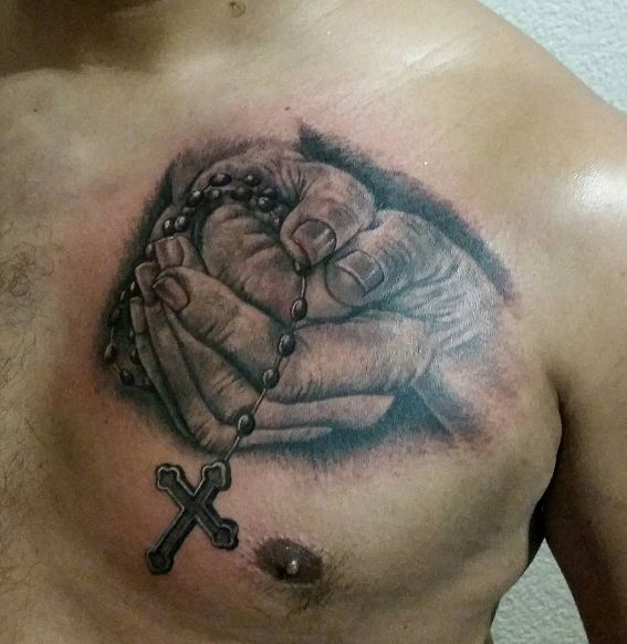 rosary tattoo designs on chest