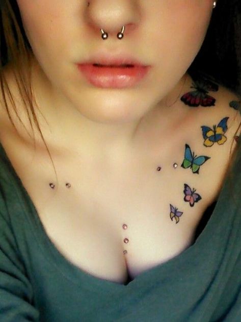 Butterfly Collar Bone Tattoos