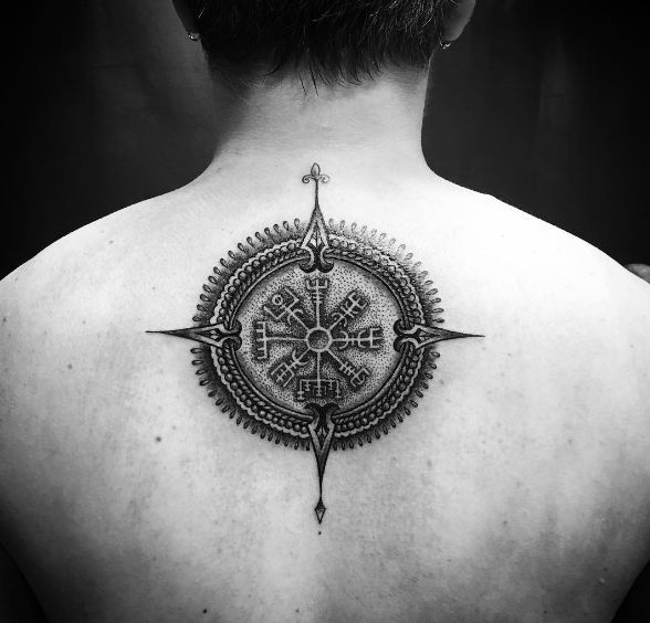 Compass Tattoos On Neck Back