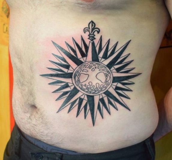 Compass Tattoos On Stomach