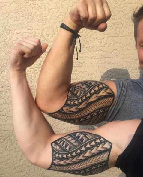 Cool Father Son Tattoos On Inner Biceps