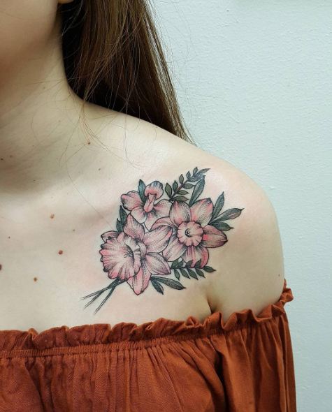 Floral Collar Bone Tattoos