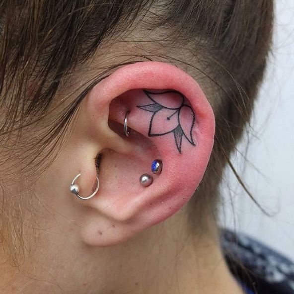 Floral Ear Tattoos