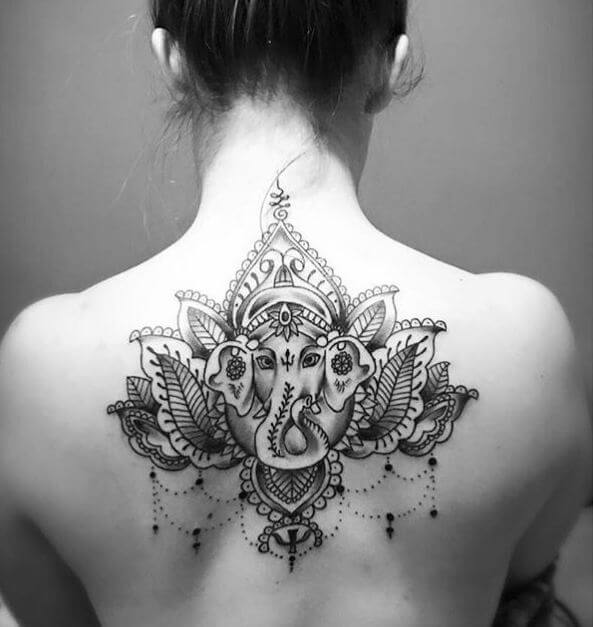 Ganesha Tattoos On Neck Back