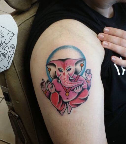 Ganesha Tattoos On Shoulder