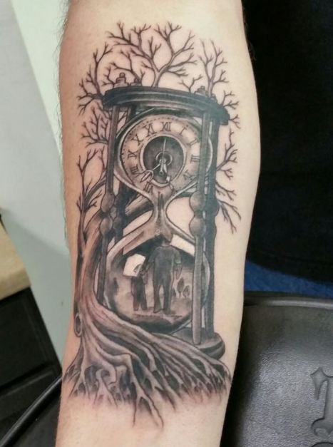 Hourglass With Father Son Tattoos