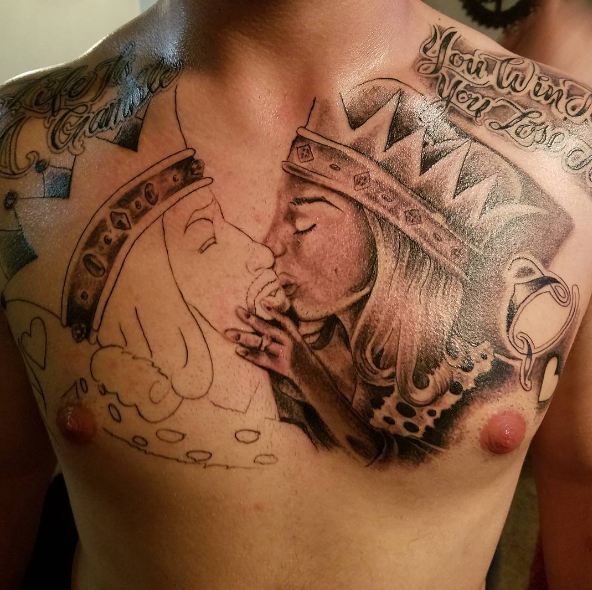 King Queen Chest Tattoos