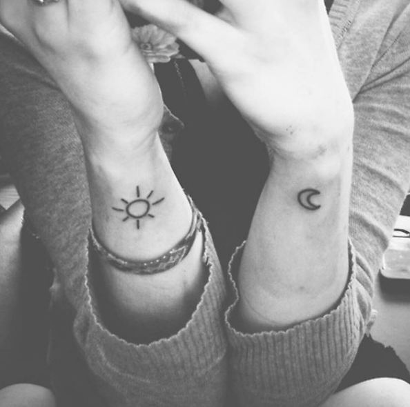 Moon Sun Wrist Tattoos