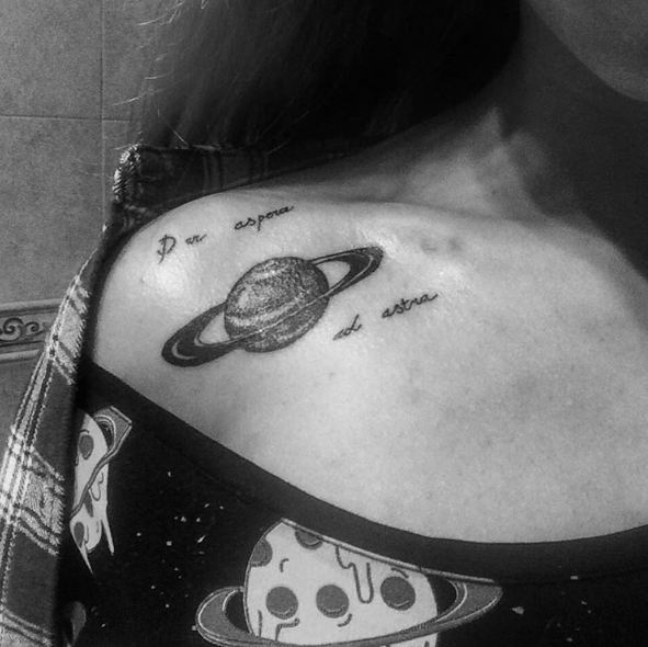 Planet Collarbone Tattoos