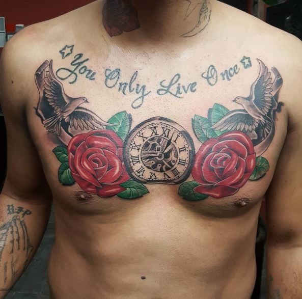 Rose Tattoos On Chest