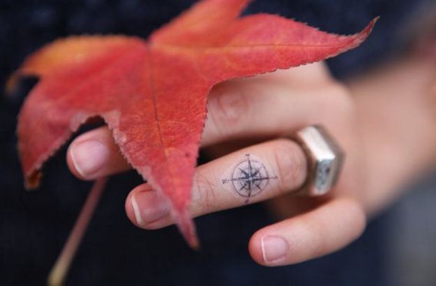 Small Compass Tattoos On Finger