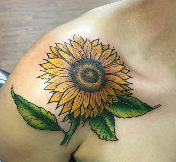 Sunflower Collar Bone Tattoos
