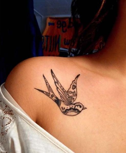 Swallow Collarbone Tattoos