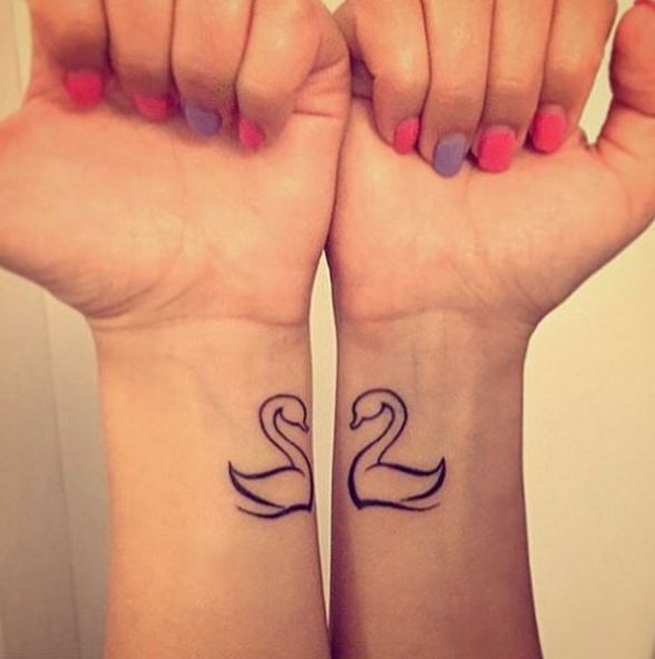 Swans Wrist Tattoos