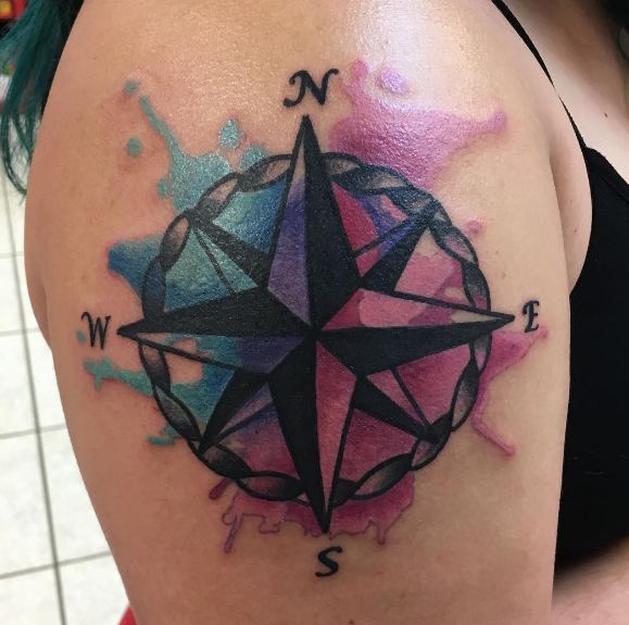 Watercolor Compass Tattoos