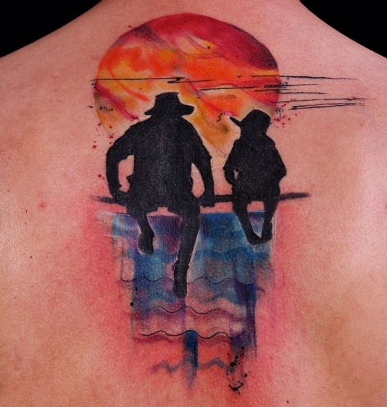 Watercolor Father Son Tattoos