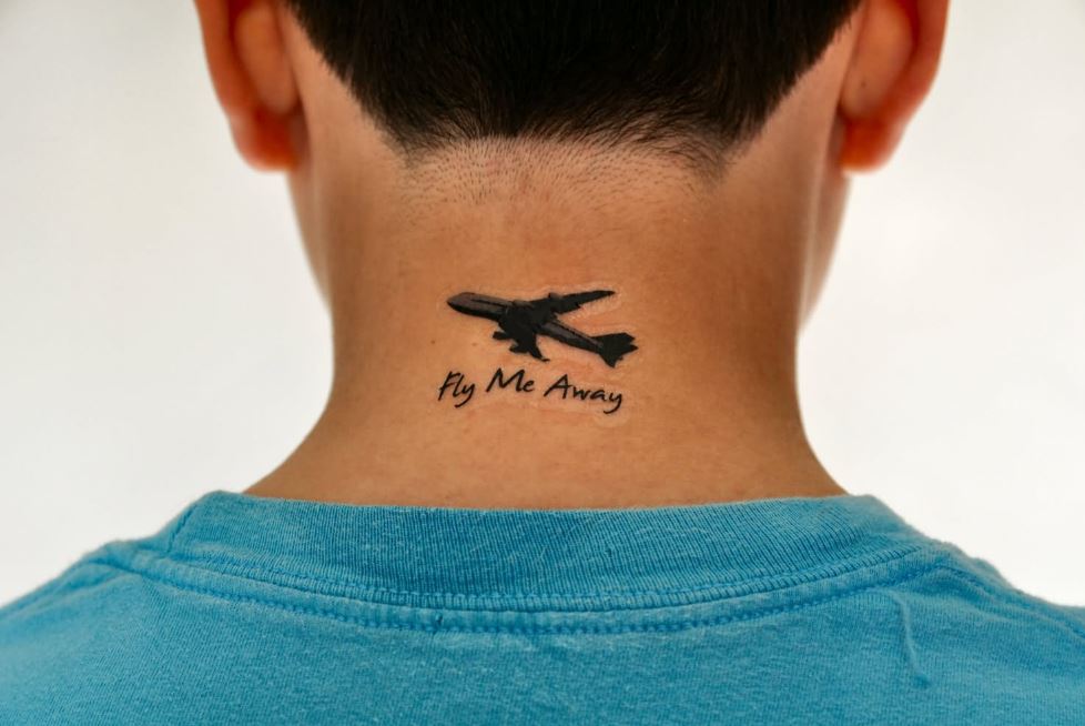 Airplane Back Neck Tattoos Design And Ideas