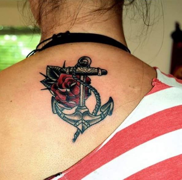 Anchor Back Neck Tattoos Design And Ideas