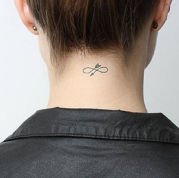 Infinity Arrow Back Neck Tattoos Design