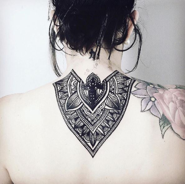 Mandala Back Neck Tattoos Design And Ideas