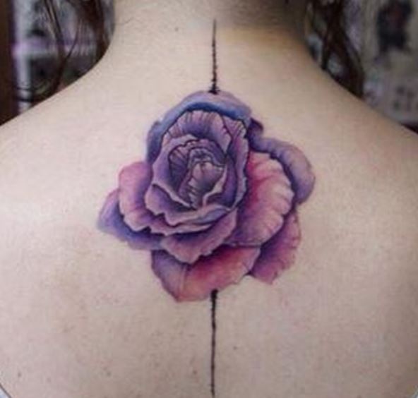 Pink Rose Back Neck Tattoos Design And Ideas
