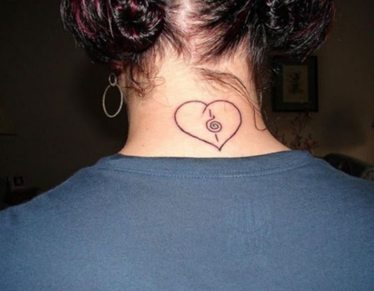 Simple Heart Back Neck Tattoos Design