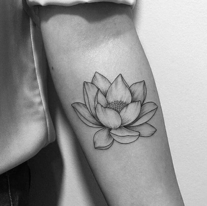 Black And White Lotus Flower Tattoo