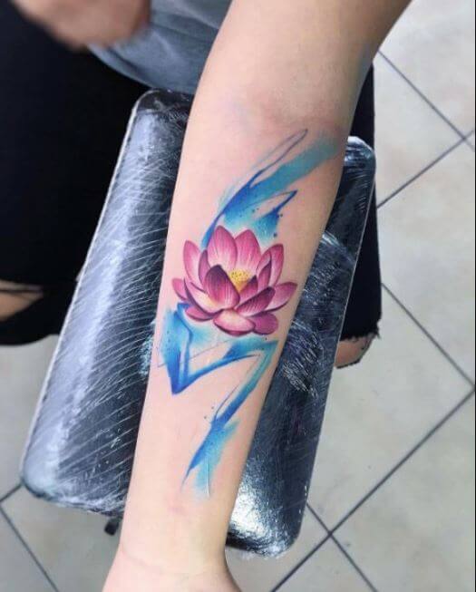 Colored Lotus Flower Tattoo