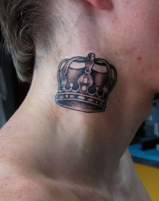 Crown Tattoo On Neck