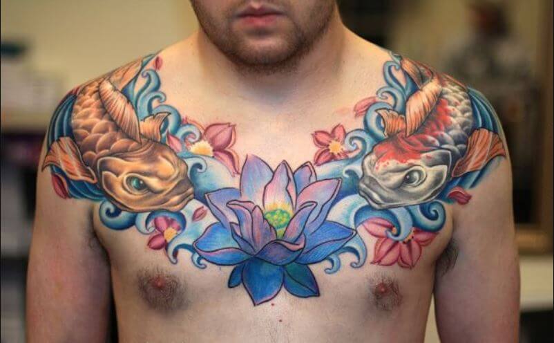 Lotus Flower Chest Tattoo