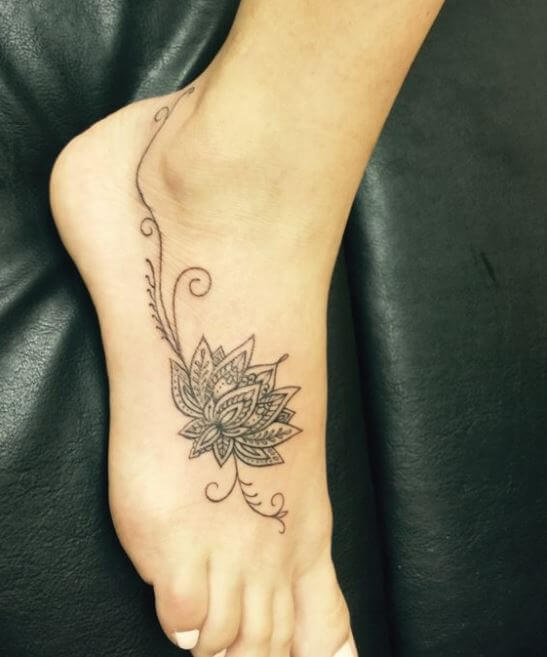 Lotus Flower Foot Tattoo