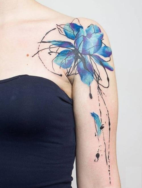Watercolor Lotus Flower Tattoo
