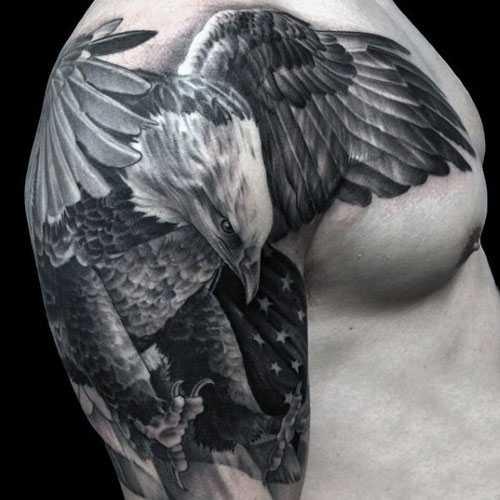 American Flag Eagle Arm Tattoo For Men
