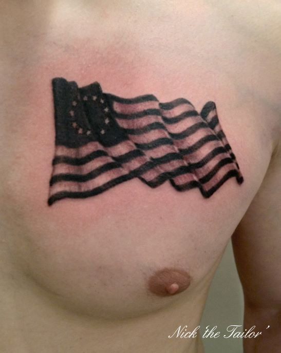 American Flag Tattoo On Chest For Men