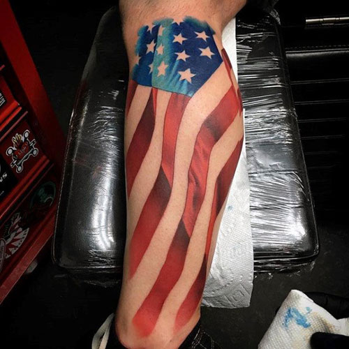 Awesome Flag Leg Tattoo