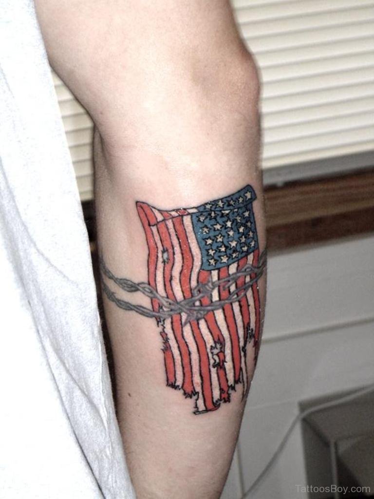 Captivated US Flag Tattoo On Sleeve