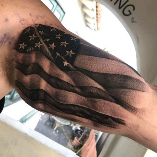 Cool American Flag Bicep Tattoo Designs