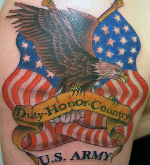 Cool American Flag Eagle Army Tattoo