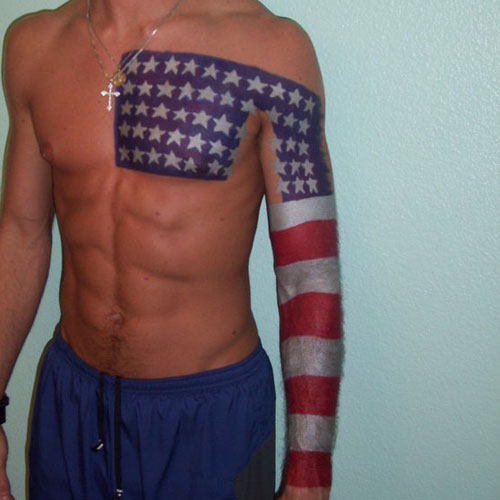 Cool Chest Arm American Flag Tattoo Designs For Men