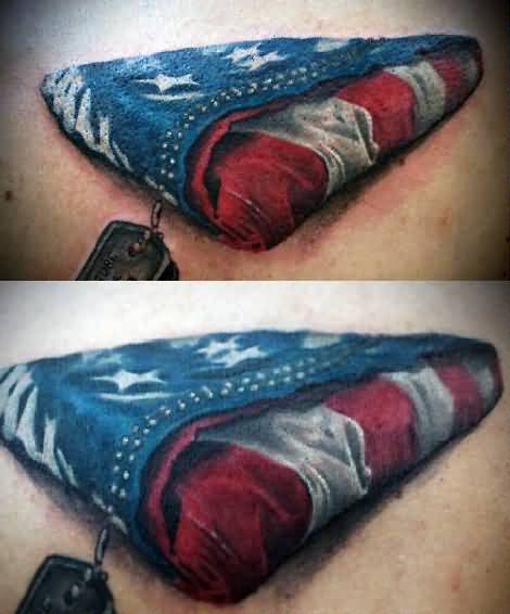 Folded American Flag Tattoo