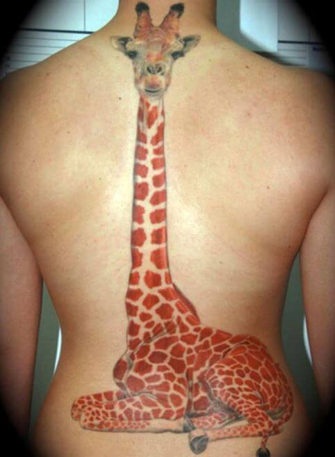 Giraffe Back Tattoos For Girls