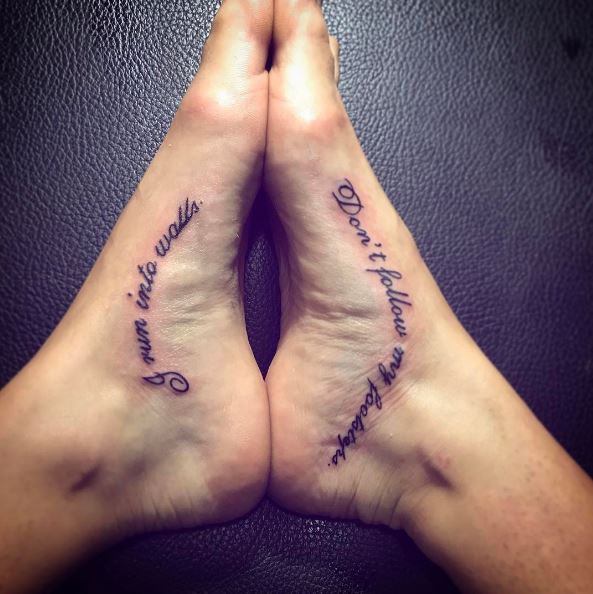 Quote Tattoos Design Girls On Foot