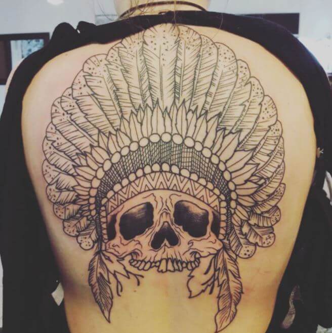 Skull Back Tattoos For Girls