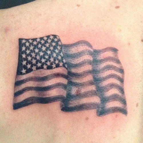 Small Waving American Flag Tattoo Designs
