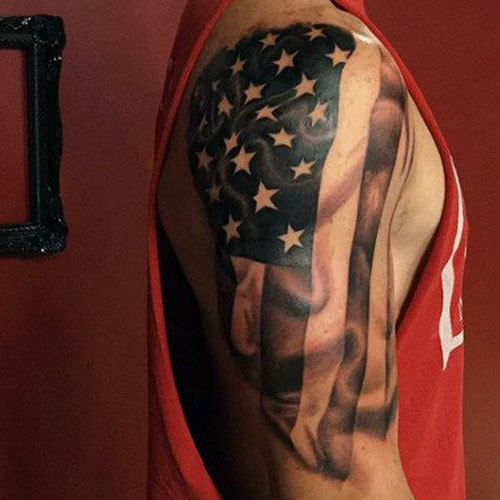 US Flag Sleeve Tattoo For Men